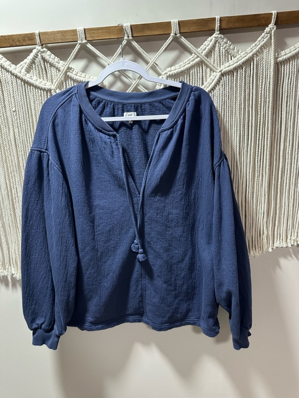 American Eagle Outfitters Indigo Tassel Pullover Sweatshirt
